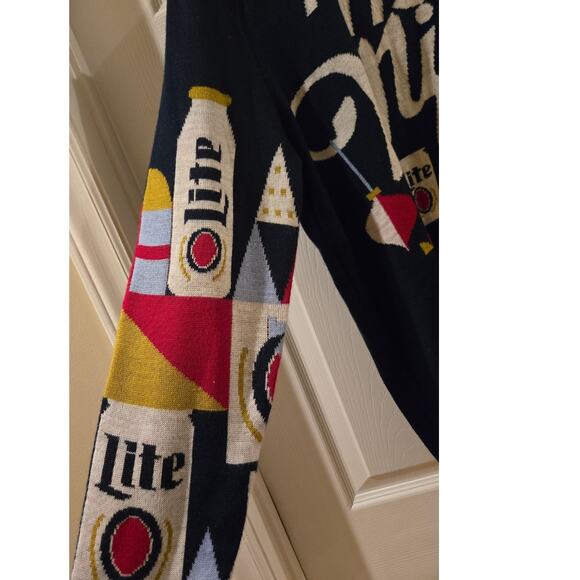 Miller Lite Ugly Christmas Holiday Sweater Mens Large Blue - Picture 3 of 10